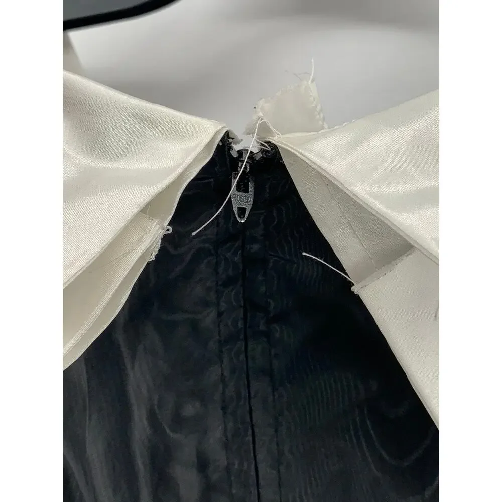 UNBRANDED Women's Black-White Pleated Shoulder Dress SZ S - Picture 9 of 11